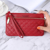 Western Style Wallet Ladies Long Zipper Solid Rhombus Thin Multi-function