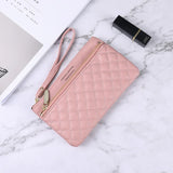 Western Style Wallet Ladies Long Zipper Solid Rhombus Thin Multi-function