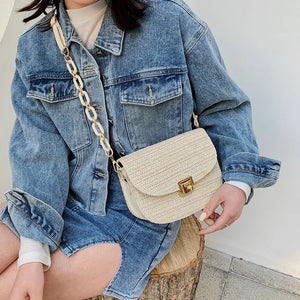Western Woven Bag Saddle Straw Shoulder Bag