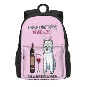 Westie And Wine Funny Dog 2 Backpacks Men's Backpacks Bags For Women