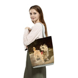 Westie Dog Painting Square Handbag - Large Capacity Reusable Tote
