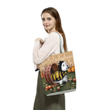 Westie Dog Painting Square Handbag - Large Capacity Reusable Tote