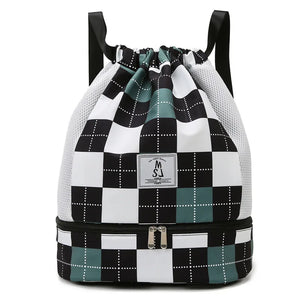 Plaid Travel Backpack Women Weekender Bag Gym Yoga Bag
