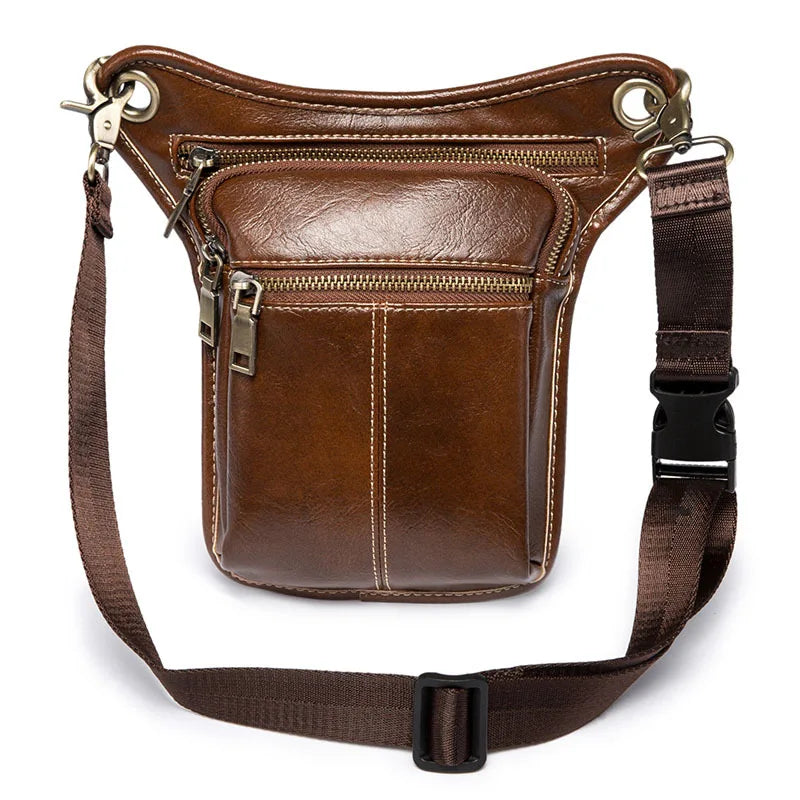 Leather Waist Pack Bag Men Drop Leg Fanny Pack