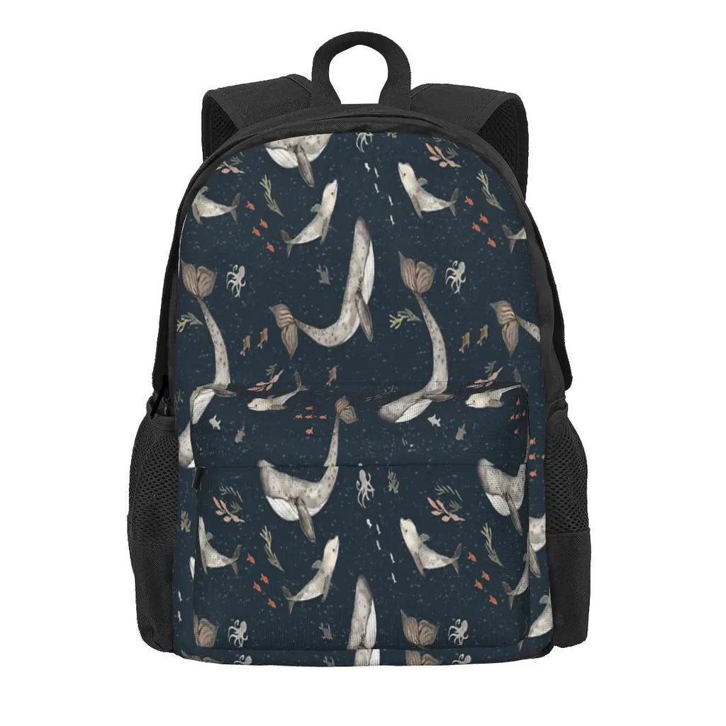 Whales Watercolor Backpack Men's Women's Kids Print School Bag
