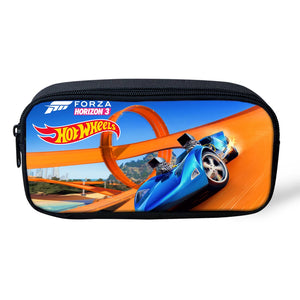 Racing Car Pattern Print Pencil Bag Large Capacity School Supplies