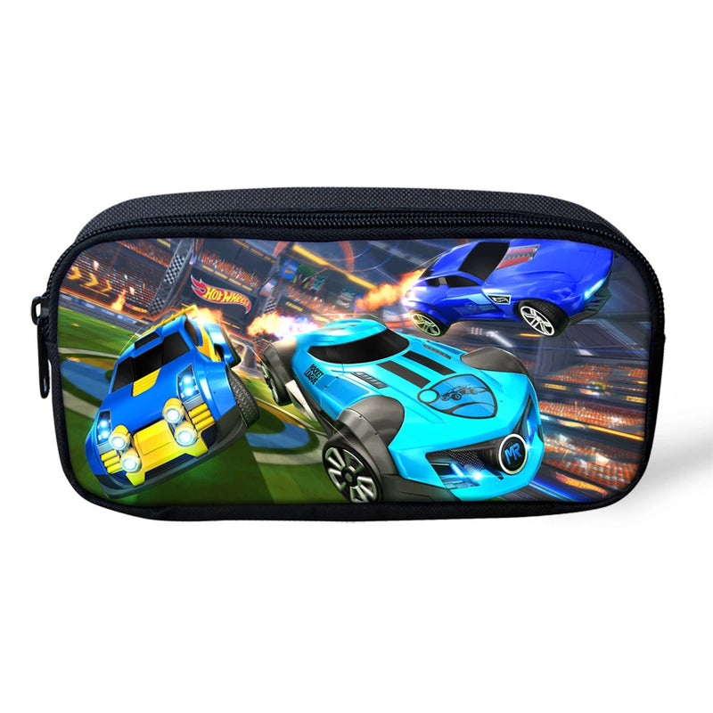 Racing Car Pattern Print Pencil Bag Large Capacity School Supplies