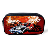 Racing Car Pattern Print Pencil Bag Large Capacity School Supplies