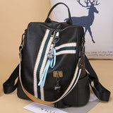 Women's Zipper Leather Backpack School Bag Shoulder