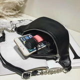 Leather Chain Waist Bag Chest Bag Fanny Pack Shoulder Mini