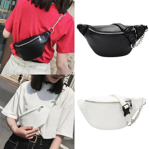 Leather Chain Waist Bag Chest Bag Fanny Pack Shoulder Mini
