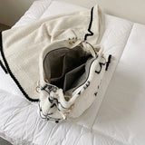 Heart Pattern Women Shoulder Female Winter Plush Underarm Tote Bags