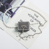 Pearl Chain Waist Belt Fanny Pack with Lipstick Bag