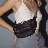 Leather Waist Pack with Chain for Girls