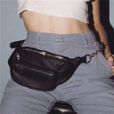 Leather Waist Pack with Chain for Girls