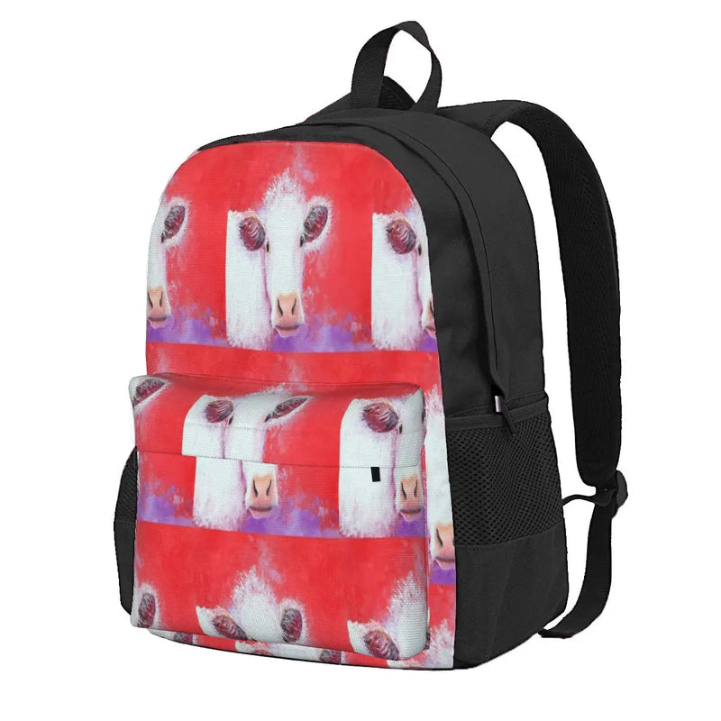 Cow Painting On Red Background Backpacks Men's Backpacks Bags For Women Kids Bac