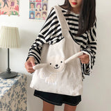 Dog Appliques Women Shoulder Bag Canvas Messenger Handbag