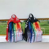 Rainbow Graffiti Satchel Bag for Girls Boys College School Shoulder Bag