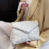 Big Size Quilted Shoulder Bag for Women Chain Leather Crossbody Bag