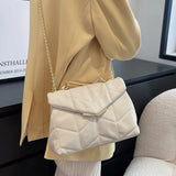 Big Size Quilted Shoulder Bag for Women Chain Leather Crossbody Bag
