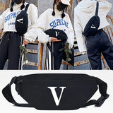 V Print Waist Bags for Women Men Crossbody Chest Bag