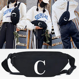 W Print Waist Bag Functional Chest Bag Mobile Phone Bag