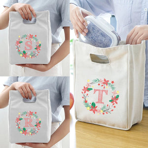 Letter Print Lunch Bag for Women Kids Bento Fresh Cooler Bags