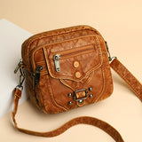 Solid One-Shoulder Handbag Soft Washed Leather