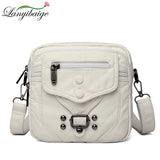 Solid One-Shoulder Handbag Soft Washed Leather