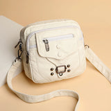 Solid One-Shoulder Handbag Soft Washed Leather