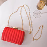 Pink PU Leather Pillbox Bag Women Cuite Shell Evening Bag Female Clutch