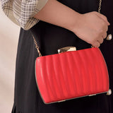 Pink PU Leather Pillbox Bag Women Cuite Shell Evening Bag Female Clutch