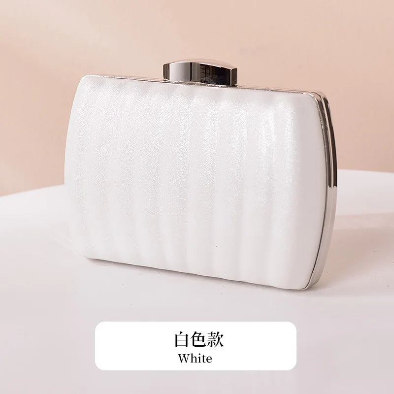 Pink PU Leather Pillbox Bag Women Cuite Shell Evening Bag Female Clutch