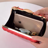 Pink PU Leather Pillbox Bag Women Cuite Shell Evening Bag Female Clutch