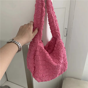Pleated Women Cloud Handbag Soft Texture Lightweight Underarm Shoulder