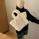 Plush Shoulder Bag for Women Large Capacity Handbag Tote