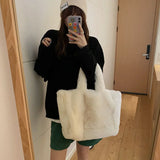 Plush Shoulder Bag for Women Large Capacity Handbag Tote