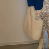 Plush Shoulder Bag for Women Large Capacity Handbag Tote