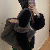 Plush Shoulder Bag for Women Large Capacity Handbag Tote