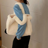 Plush Shoulder Bag for Women Large Capacity Handbag Tote