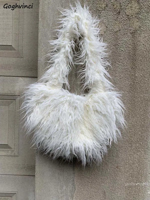 Shoulder Bags Women Long Hairy Underarm Ladies Handbags All-match