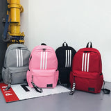 Striped Men's Backpack Large Capacity Teen High School Students Bagpack