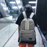 Striped Men's Backpack Large Capacity Teen High School Students Bagpack