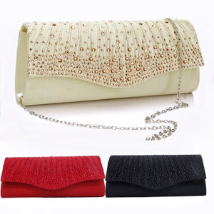 Pink Rhinestone Wedding Clutch Bag Prom Handbag