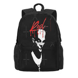 Red Carti Backpack Men's Women's Bags Zip Pockets