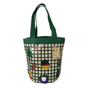 Canvas Ladies Round Bucket Bag Handbag Women Bag Shoulder Crossbody Purse