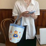 Canvas Ladies Round Bucket Bag Handbag Women Bag Shoulder Crossbody Purse