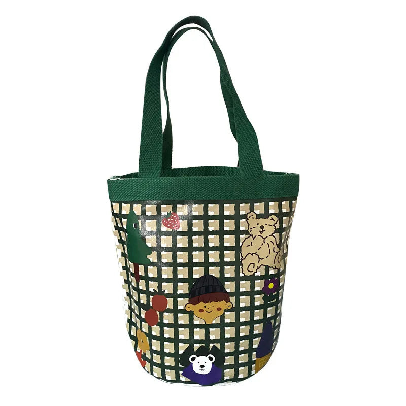 Canvas Ladies Round Bucket Bag Handbag Women Bag Shoulder Crossbody Purse