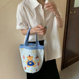 Canvas Ladies Round Bucket Bag Handbag Women Bag Shoulder Crossbody Purse