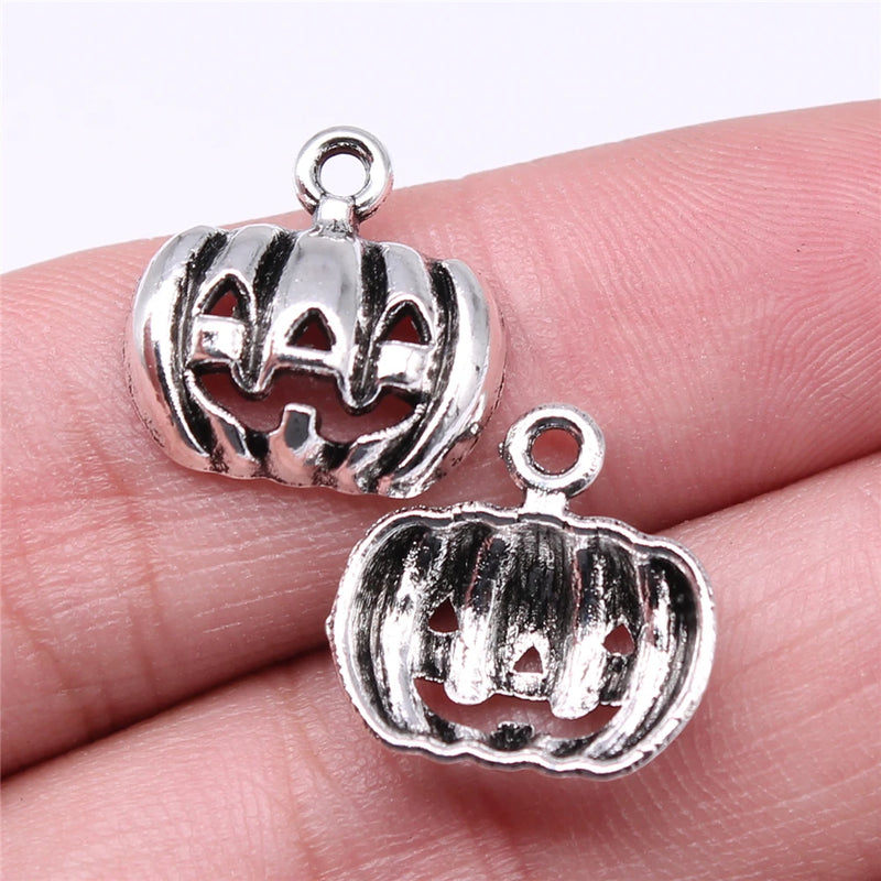 150pcs Halloween Pumpkin Charms 16x16mm Antique Silver Charms